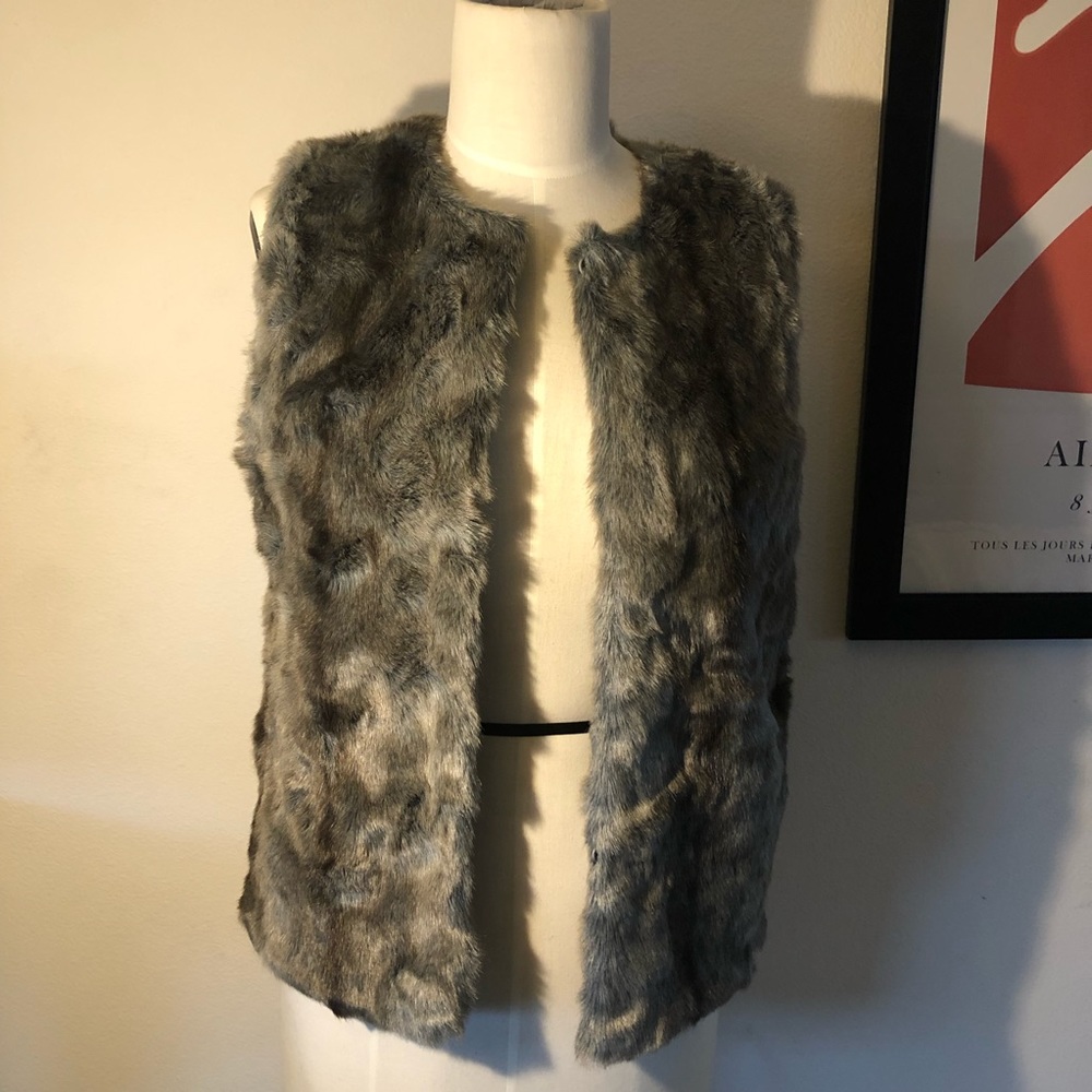 Topshop Faux Grey Fur Vest